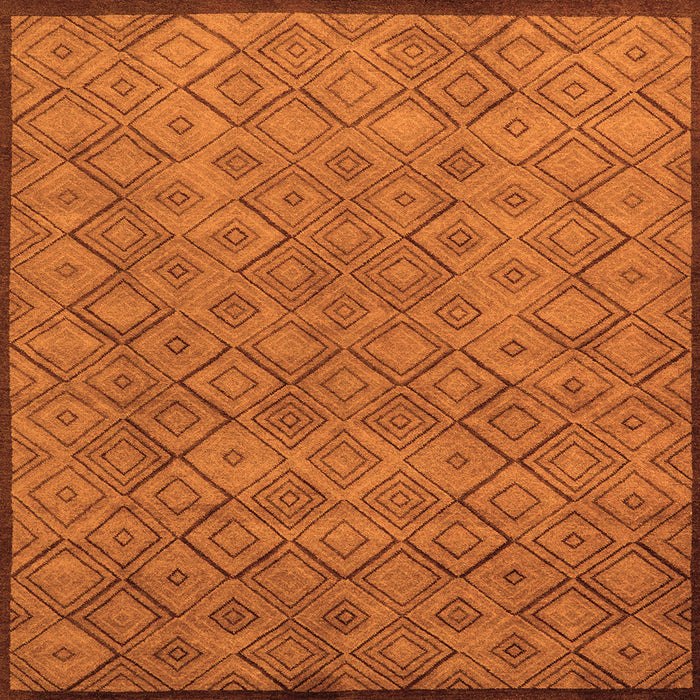 Square Machine Washable Abstract Orange Modern Area Rugs, wshabs5475org