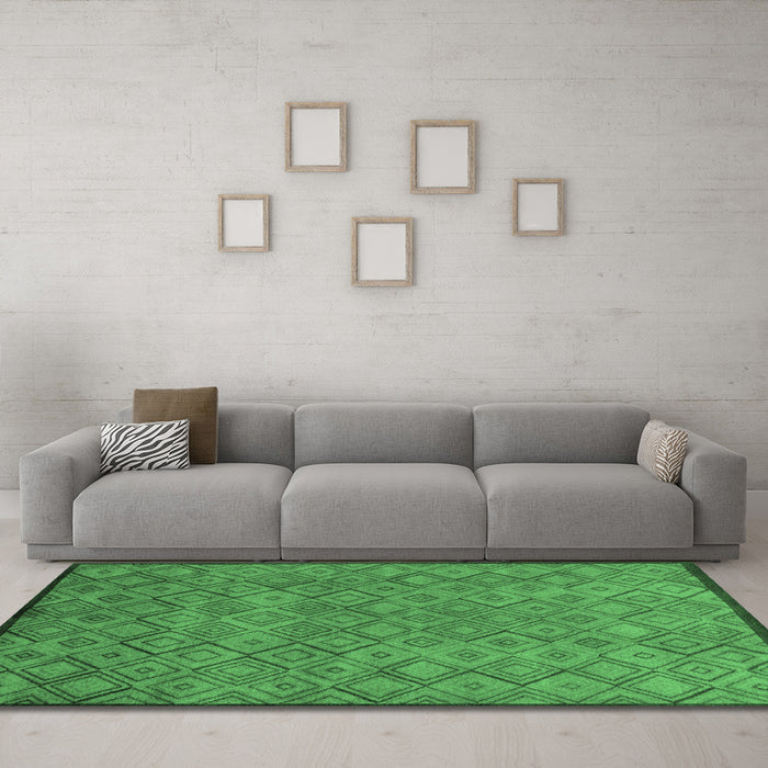 Machine Washable Abstract Emerald Green Modern Area Rugs in a Living Room,, wshabs5475emgrn