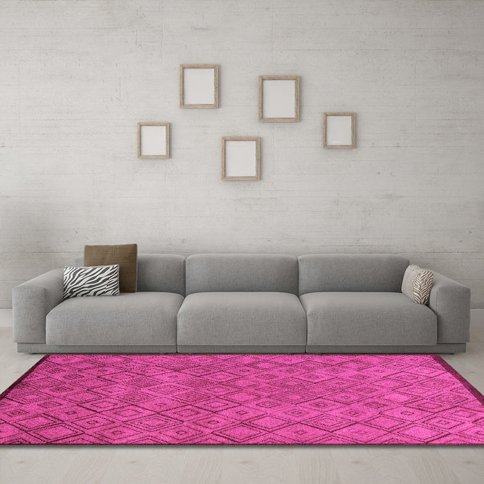 Machine Washable Abstract Pink Modern Rug in a Living Room, wshabs5475pnk