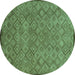 Round Abstract Turquoise Modern Rug, abs5475turq