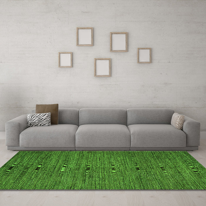 Machine Washable Abstract Green Modern Area Rugs in a Living Room,, wshabs5476grn