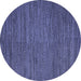 Round Abstract Blue Modern Rug, abs5476blu