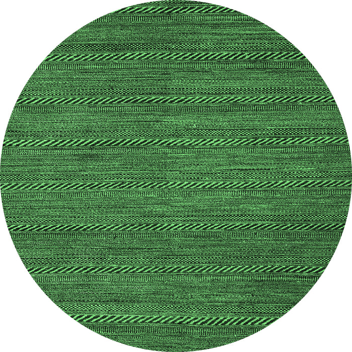 Round Machine Washable Abstract Emerald Green Modern Area Rugs, wshabs5476emgrn