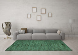 Machine Washable Abstract Turquoise Modern Area Rugs in a Living Room,, wshabs5476turq