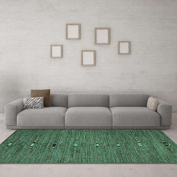 Machine Washable Abstract Turquoise Modern Area Rugs in a Living Room,, wshabs5476turq