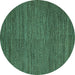 Round Abstract Turquoise Modern Rug, abs5476turq