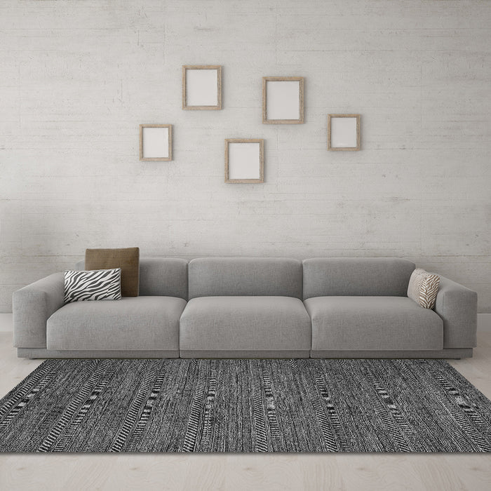 Machine Washable Abstract Gray Modern Rug in a Living Room,, wshabs5476gry