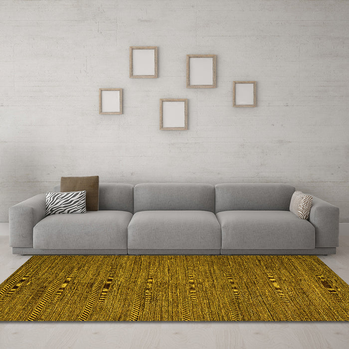 Machine Washable Abstract Yellow Modern Rug in a Living Room, wshabs5476yw