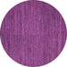 Round Machine Washable Abstract Purple Modern Area Rugs, wshabs5476pur