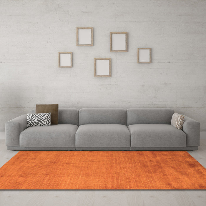 Machine Washable Abstract Orange Modern Area Rugs in a Living Room, wshabs5477org