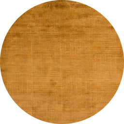 Round Machine Washable Abstract Dark Orange Rug, wshabs5477