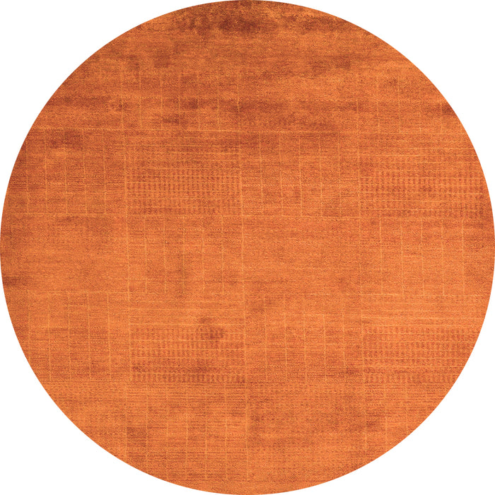 Round Machine Washable Abstract Orange Modern Area Rugs, wshabs5477org