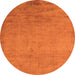 Round Machine Washable Abstract Orange Modern Area Rugs, wshabs5477org