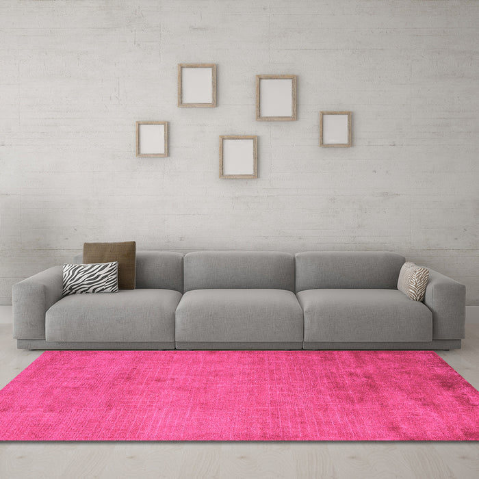 Machine Washable Abstract Pink Modern Rug in a Living Room, wshabs5477pnk