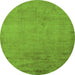 Round Abstract Green Modern Rug, abs5477grn