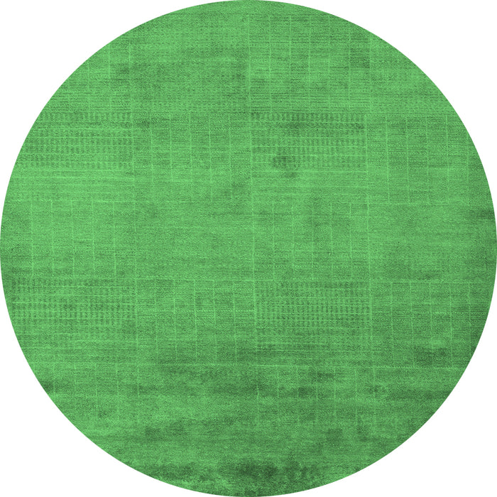 Round Abstract Emerald Green Modern Rug, abs5477emgrn