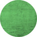 Round Abstract Emerald Green Modern Rug, abs5477emgrn