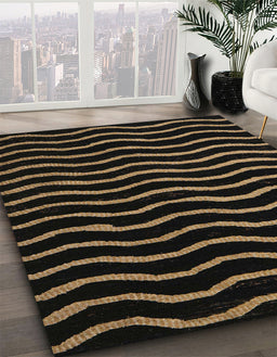 Abstract Black Modern Rug in Family Room, abs5478