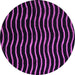 Round Abstract Purple Modern Rug, abs5478pur