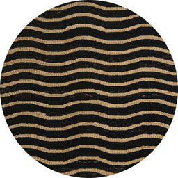 Round Machine Washable Abstract Black Rug, wshabs5478