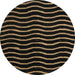 Round Machine Washable Abstract Black Rug, wshabs5478