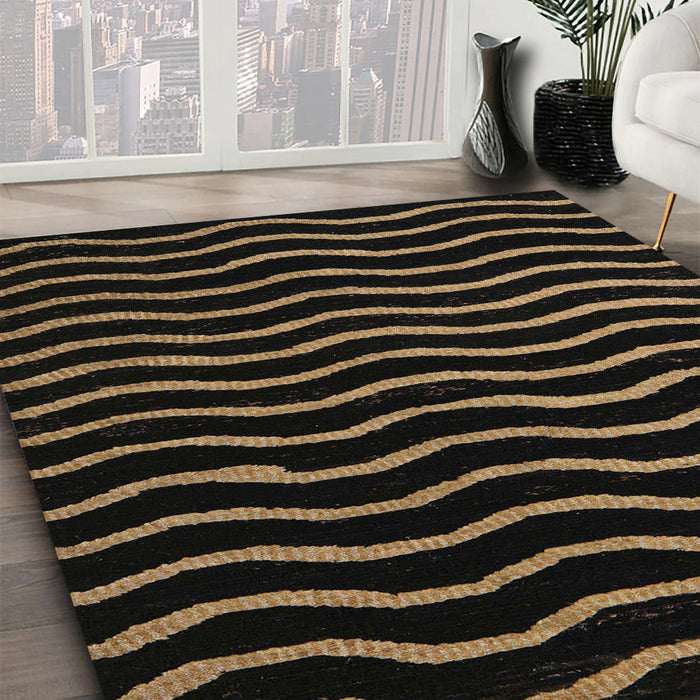 Machine Washable Abstract Black Rug in a Family Room, wshabs5478