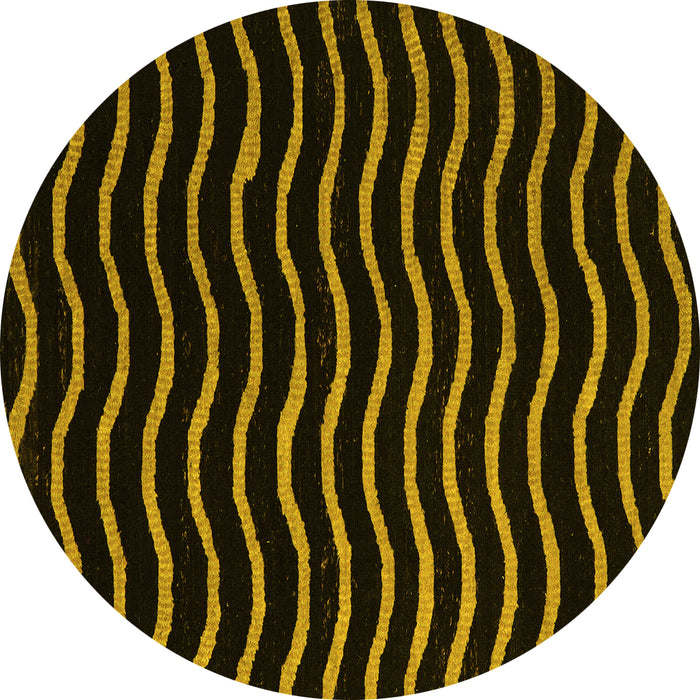 Round Machine Washable Abstract Yellow Modern Rug, wshabs5478yw