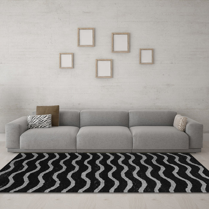 Machine Washable Abstract Gray Modern Rug in a Living Room,, wshabs5478gry