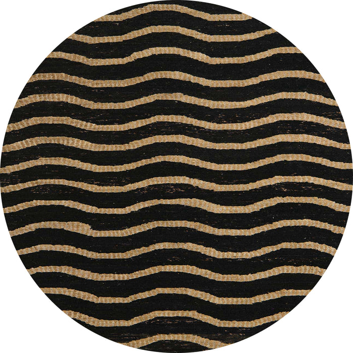 Round Abstract Black Modern Rug, abs5478