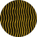 Round Abstract Yellow Modern Rug, abs5478yw