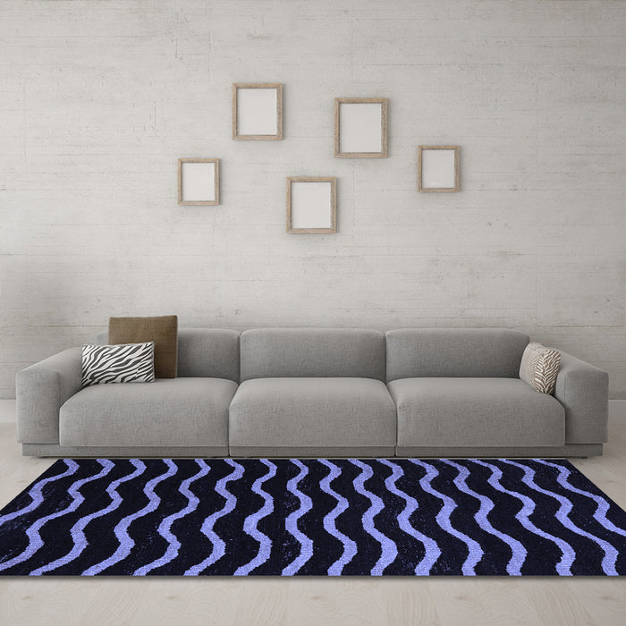 Machine Washable Abstract Blue Modern Rug in a Living Room, wshabs5478blu