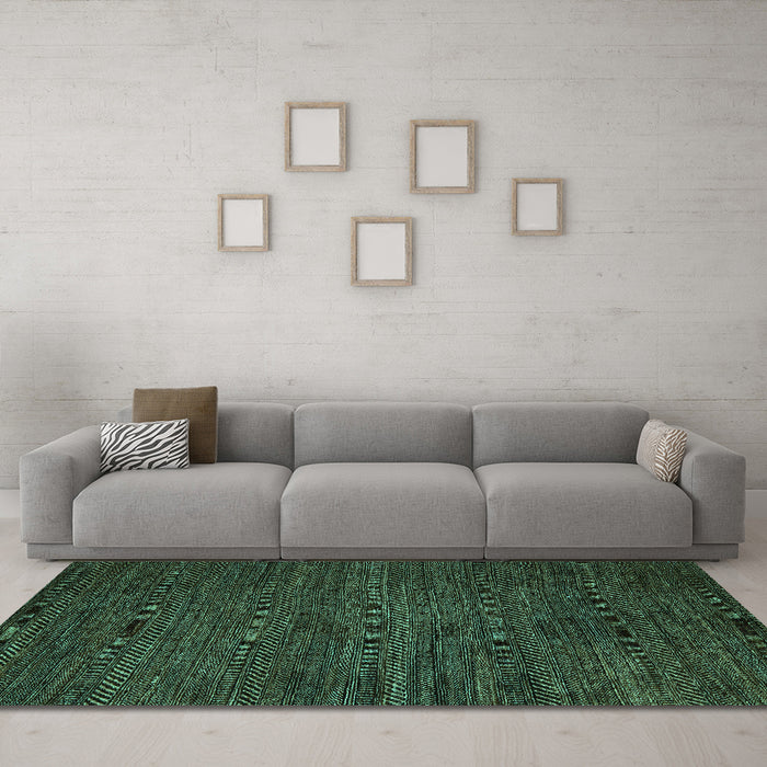 Machine Washable Abstract Turquoise Modern Area Rugs in a Living Room,, wshabs5479turq