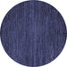 Round Abstract Blue Modern Rug, abs5479blu