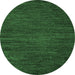 Round Machine Washable Abstract Emerald Green Modern Area Rugs, wshabs5479emgrn