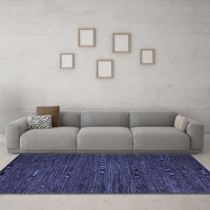 Machine Washable Abstract Blue Modern Rug in a Living Room, wshabs5479blu