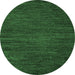 Round Abstract Emerald Green Modern Rug, abs5479emgrn