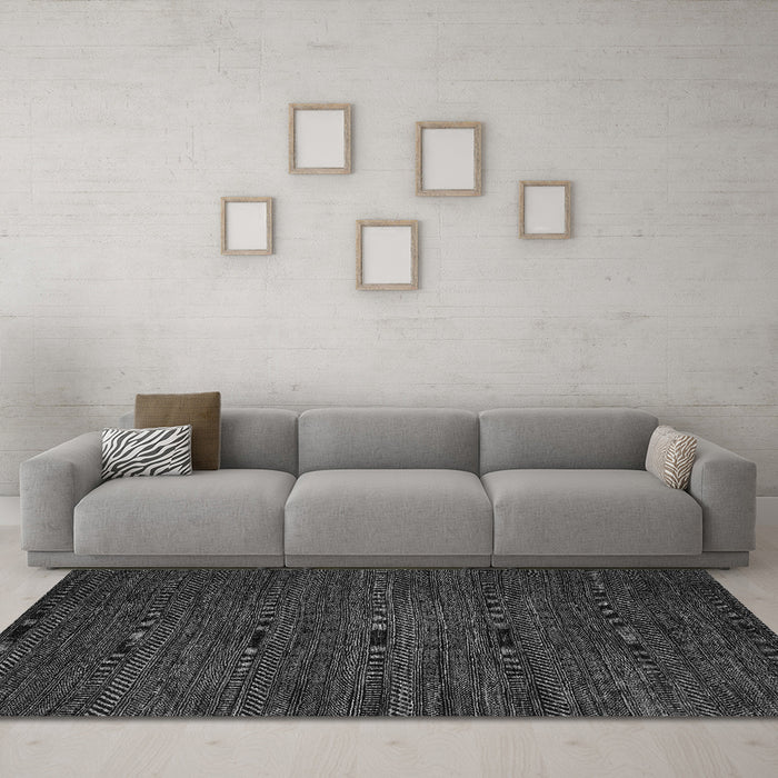 Machine Washable Abstract Gray Modern Rug in a Living Room,, wshabs5479gry