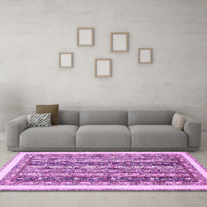 Machine Washable Abstract Purple Modern Area Rugs in a Living Room, wshabs547pur