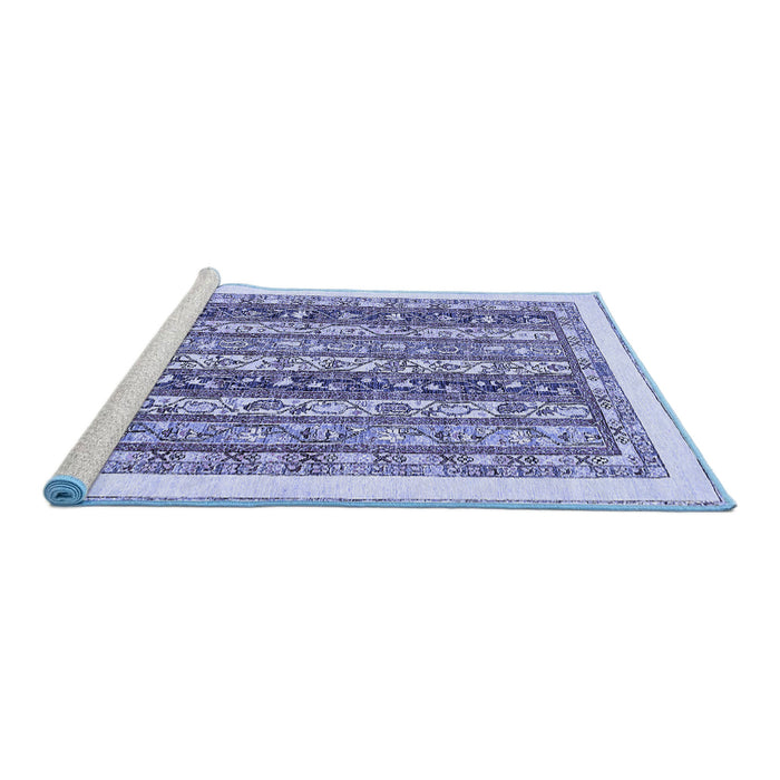 Sideview of Machine Washable Abstract Blue Modern Rug, wshabs547blu