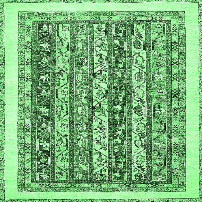 Square Machine Washable Abstract Emerald Green Modern Area Rugs, wshabs547emgrn