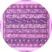 Round Machine Washable Abstract Purple Modern Area Rugs, wshabs547pur