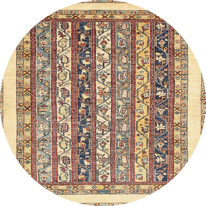 Round Abstract Brown Gold Modern Rug, abs547