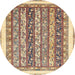 Round Abstract Brown Gold Modern Rug, abs547