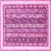 Square Machine Washable Abstract Pink Modern Rug, wshabs547pnk