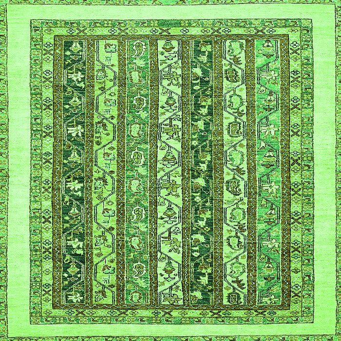 Square Machine Washable Abstract Green Modern Area Rugs, wshabs547grn