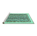 Sideview of Machine Washable Abstract Turquoise Modern Area Rugs, wshabs547turq