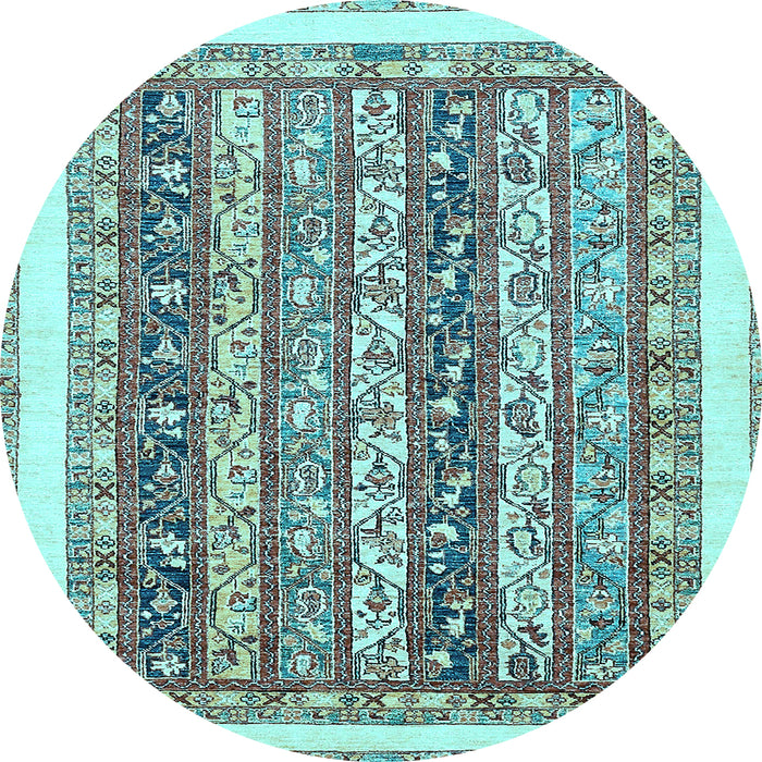 Round Abstract Light Blue Modern Rug, abs547lblu