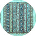 Round Abstract Light Blue Modern Rug, abs547lblu