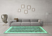 Machine Washable Abstract Turquoise Modern Area Rugs in a Living Room,, wshabs547turq