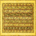 Square Machine Washable Abstract Yellow Modern Rug, wshabs547yw